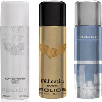 

Police Millionaire Contemporary Light Blue Deodorant Spray - For Men(600 ml, Pack of 3)
