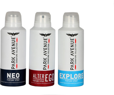 

Park Avenue Mobi Acc Center Signature Exclusive Collection Three Different -(NEO, ALTER EGO, EXPLORE) Perfume Body Spray - For Men(500 ml, Pack of 3)