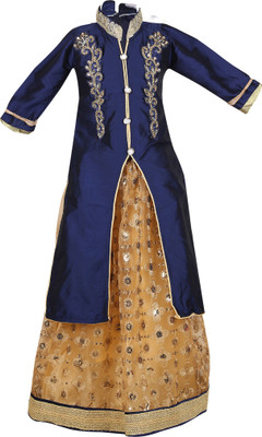 

Crazeis Girls Lehenga Choli Western Wear Embroidered Lehenga Choli(Blue, Pack of 1