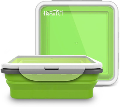 

Home Puff Collapsible Dry Snacks Container Bento BPA Free-Silicon, Microwave/ Dishwasher Safe (400 ml) 1 Containers Lunch Box(400 ml), Green