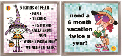 

Thoughtroad 5 KINDS OF FEAR TWICE A YEAR Fridge Magnet Pack of 2