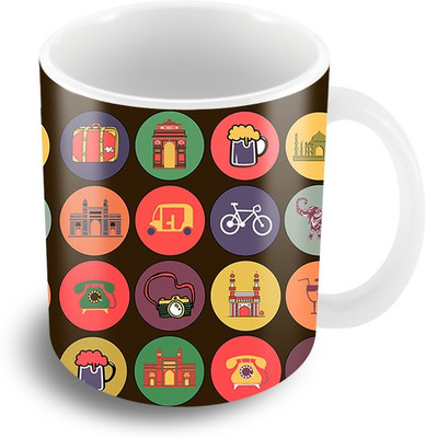 

The Crazy Me Retro city Ceramic Mug(325 ml), Multicolor