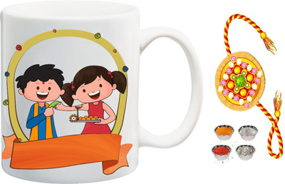 

ME&YOU Raksha Bandhan Gift For Brother/ Bro/ Bhai/ Sister/ Sis/ Behan; cluster printed Ceramic Mug(325 ml, Pack of 2), Multicolor