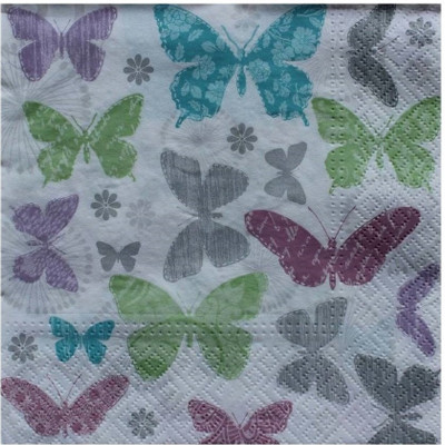 

craftsneed Decorative 3Ply paper napkin for decoupage-Pastel Butterflies Multicolor Napkins(2 Sheets)