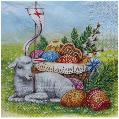 

craftsneed Decorative 3Ply paper napkin for decoupage-Easter Lamb Multicolor Napkins(2 Sheets)