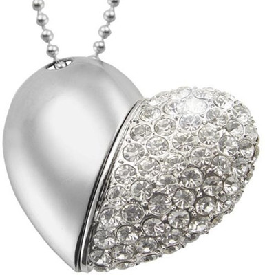 

Green Tree Silver Hart Shape Crystal loveheart 16 GB Pen Drive(Silver)