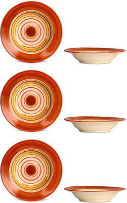 

Caffeine Soup Plate 7IN Ceramic/Stoneware in Orange and Beige Studio (Set of 6) Handmade By Caffeine … Dinner Plates(Pack of 6)