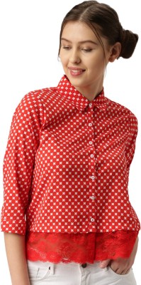 Dressberry Women Printed Casual Red, White Shirt