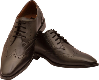 

The Leather Box Wing Tip Derby Corporate Casuals For Men(Black