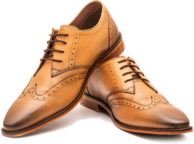 

The Leather Box Wing Tip Derby Corporate Casuals For Men(Tan