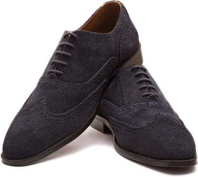 

The Leather Box Suede Oxford Corporate Casuals For Men(Navy, Navy blue