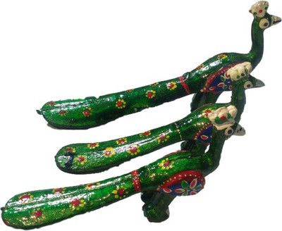 

Akshat Decorative peacock set of 3 Decorative Showpiece - 5 cm(Terracotta, Green, Dark Blue)