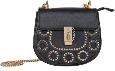 

peaubella Women Evening/Party Black Leatherette Sling Bag