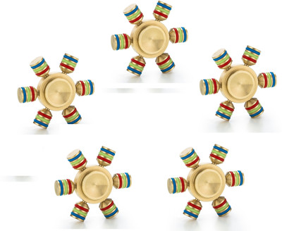 

ROQ Set of 5 6 Sided Metallic Fidget Spinner(Gold)