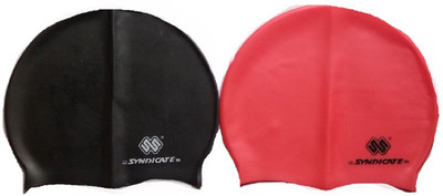 

Syndicate Sports GHJGVHG Swimming Cap(Black, Pack of 2), Black;red