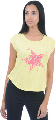 

Pepe Jeans Printed Women' Round Neck Yellow T-Shirt, Lemon