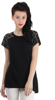 Pepe Jeans Solid Women's Round Neck Black T-Shirt