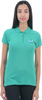 

Pepe Jeans Solid Women' Polo Neck Green T-Shirt, Emerald
