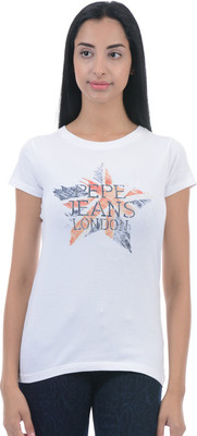 

Pepe Jeans Printed Women's Round Neck White T-Shirt
