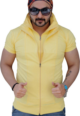 

Black Collection Solid Men's Turtle Neck Yellow T-Shirt