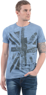 

Pepe Jeans Printed Men' Round Neck Blue T-Shirt, Indigo