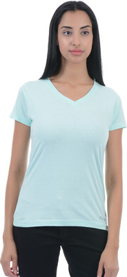 Pepe Jeans Solid Women V-neck Blue T-Shirt available at flipkart for Rs.299