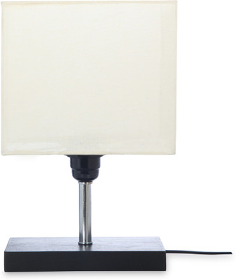 

Giftwithswagger Swagger Wood Table Lamp, Retro Solid Wood and Fabric Shade Relax Lighting For Bedroom Bedside Desk Lamp, Contemporary Living Room, Study , Cafe , Baby Room (Rectangle) Table Lamp(32 cm, Black, off white)
