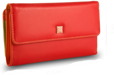

Dudu Women Casual Red Genuine Leather Wallet(14 Card Slots)