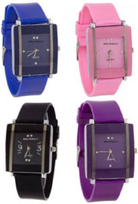 

Miss Perfect Pu MultiColor Nice New look Girls Watch pack of - 4 Watch - For Women
