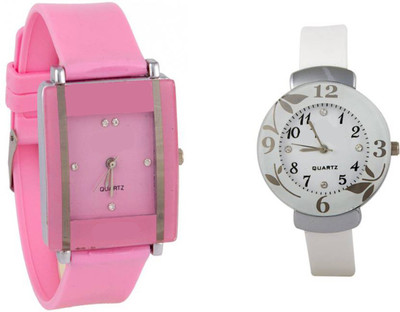 

Varni Fashion Combo Of Two Baby Pink And White Watch - For Women