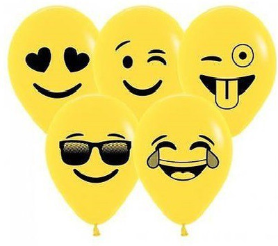 

PartyballoonsHK Printed Yellow Emoji Balloon(Yellow, Black, Pack of 30)