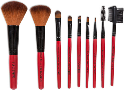 

Puna Store 9 Piece Makeup Brush Set (Red)(Pack of 9)