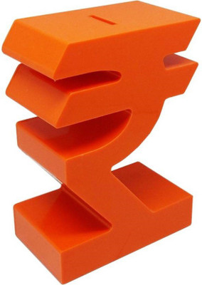 

Jazam RUPEE SYMBOL STYLE MONEY BANK 1545Q Coin Bank(Orange)