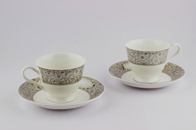 

Swagger Grey floral bone china cup and saucer tea set Bone China(Green, Pack of 12)