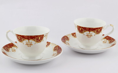

Swagger Royal red and golden fine bone china tea set Bone China(Red, White, Pack of 12)