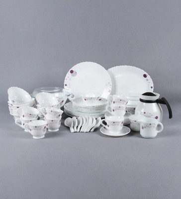 

Laopala LaOpala Haze Dinner Set, 33-Pieces, White/Purple Pack of 33 Dinner Set(Opalware)
