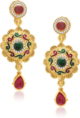 

VK Jewels Bold And Beautiful Red Drop Cubic Zirconia Alloy Drop Earring