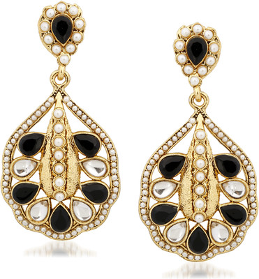 VK Jewels Black & White Zinc Drop Earring