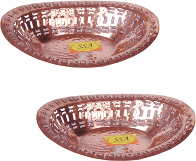 

Shivshakti Arts Set Of 2 Handamade Pure Cu Basket Tokri Oval Shape Copper Fruit & Vegetable Basket(Brown)