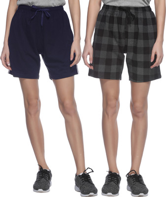 

69GAL Short For Girls Casual Printed Cotton(Multicolor, Pack of 2, Black;dark blue