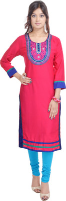 

Porcupine Casual Embroidered Women's Kurti(Red