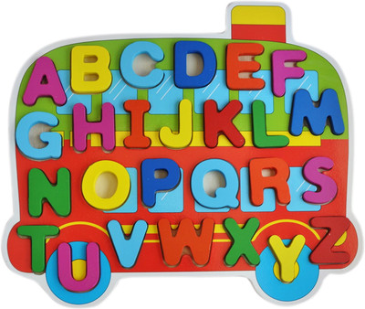 

Trinkets & More - Wooden ABC Learning Blocks | Train Themed Holder | Beautifully Crafted Brightly Coloured Blocks | Educational Toys Kids 2+ Years(Multicolor)