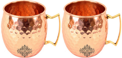 

IndianArtVilla IAV-CCB-BW-139 Copper Mug(530 ml, Pack of 2), Brown