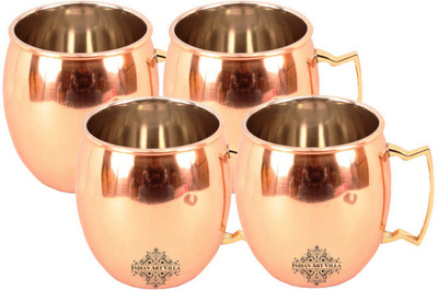 

IndianArtVilla IAV-CCB-BW-161 Copper Mug(630 ml, Pack of 4), Brown
