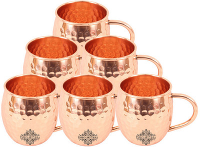 

IndianArtVilla IAV-CCB-BW-165 Copper Mug(530 ml, Pack of 6), Brown