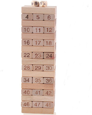 

Sanyal 51 Pcs Wooden Digital Blocks Toy Dices Game, 24 Cm Tall tumbling Tower(51 Pieces)