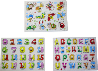 

Hnt Kids alphabet number ang garden insect wooden pegged puzzle for kids(56 Pieces)
