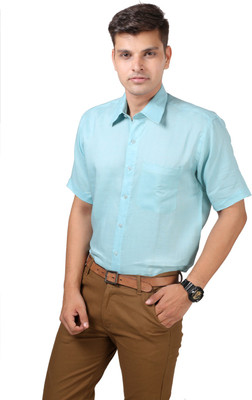 koutons outlaw Men Solid Casual Light Blue Shirt