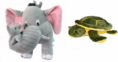 

Deals India Mother Elephant With 2 Babies Soft Toy - 38 cm and Green Turtle (30 cm) combo - 38 cm(Multicolor)