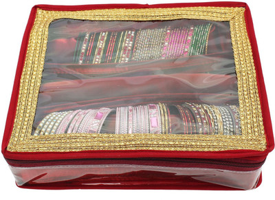 

Bagaholics 3 Rods Bangle Organizer Box Jewelry Storage Case Makeup and Jewellery Vanity Box(Maroon)